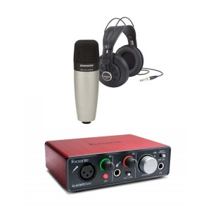 Paket Home Recoding : Soundcard Focusrite Scarlett Solo, Mic Samson C01, Headphone Samson SR850